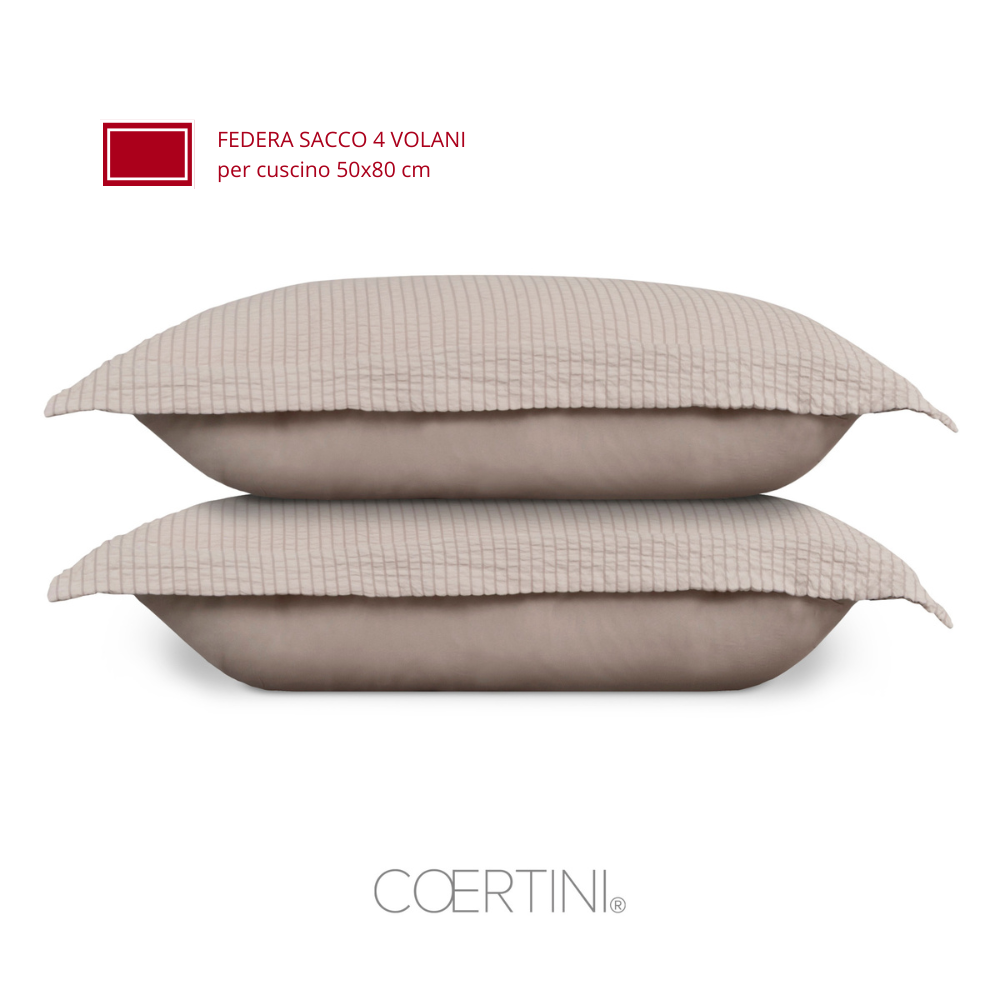 SEERSUCKER Federa no stiro 4 volani 50x80 TORTORA