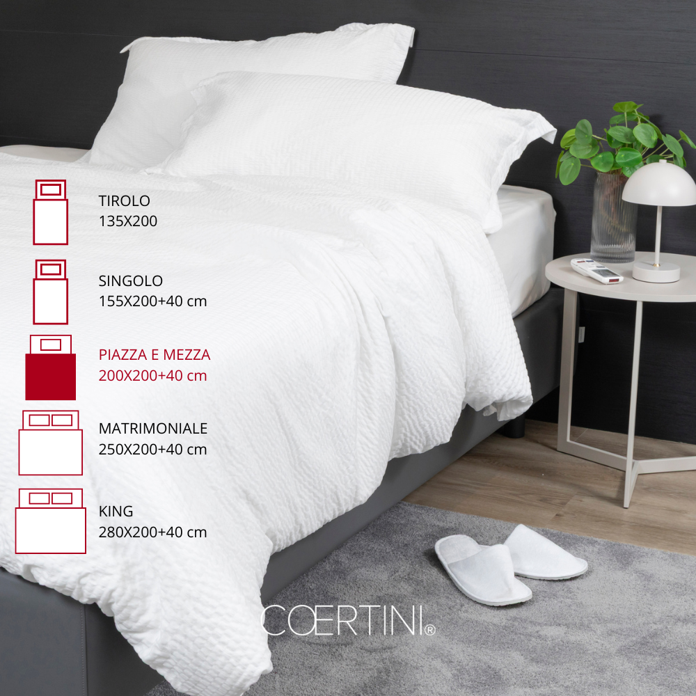 SEERSUCKER Copripiumino piazza mezza BIANCO