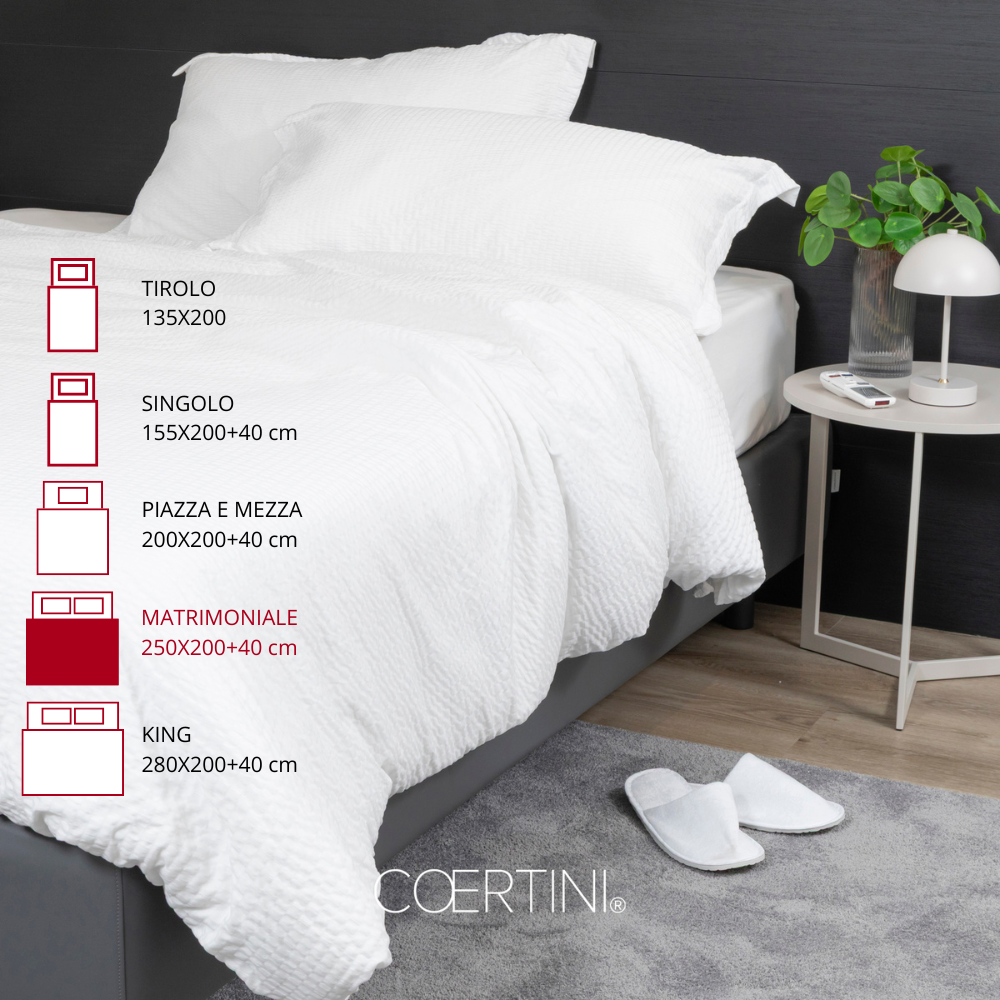 SEERSUCKER Copripiumino matrimoniale BIANCO