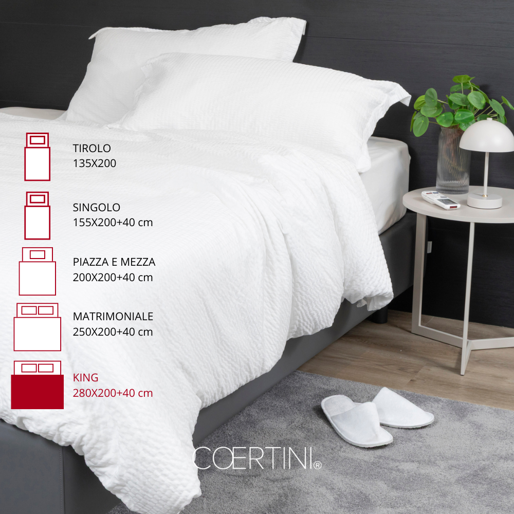 SEERSUCKER Copripiumino king BIANCO