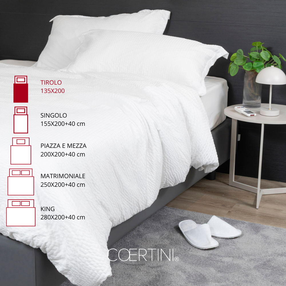 SEERSUCKER Copripiumino tirolo 135x200 BIANCO