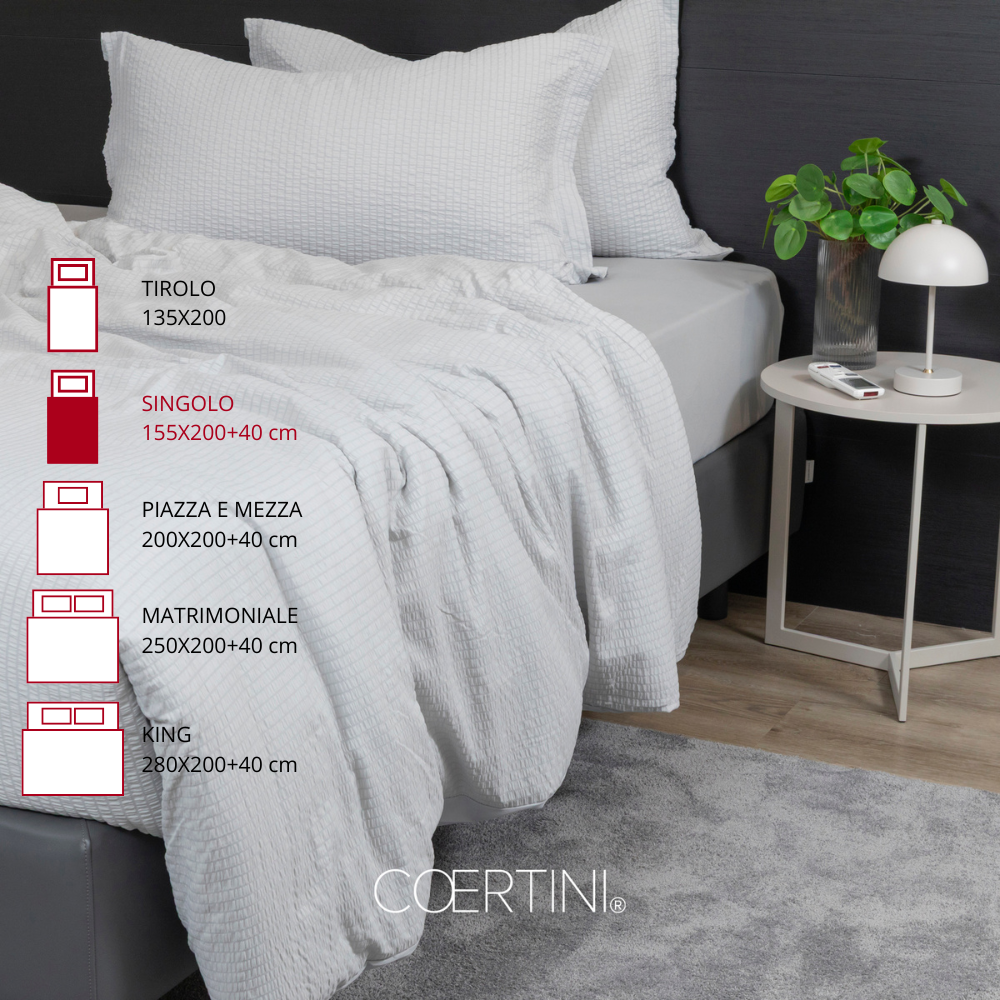 SEERSUCKER Copripiumino singolo GRIGIO