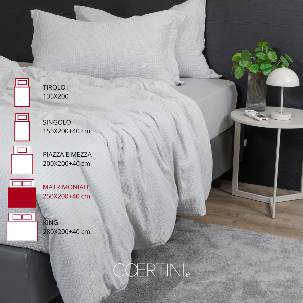 SEERSUCKER Copripiumino matrimoniale GRIGIO
