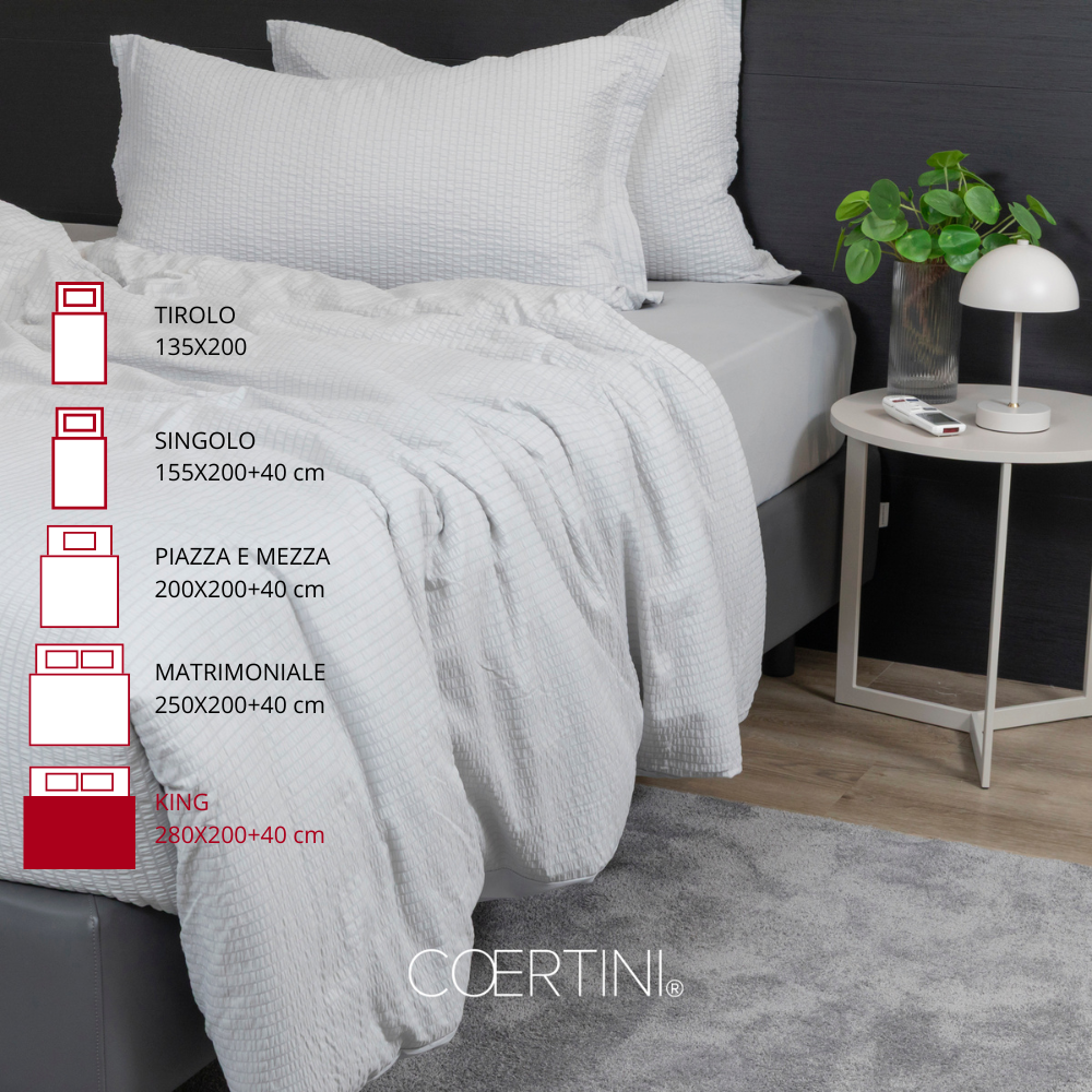 SEERSUCKER Copripiumino king GRIGIO