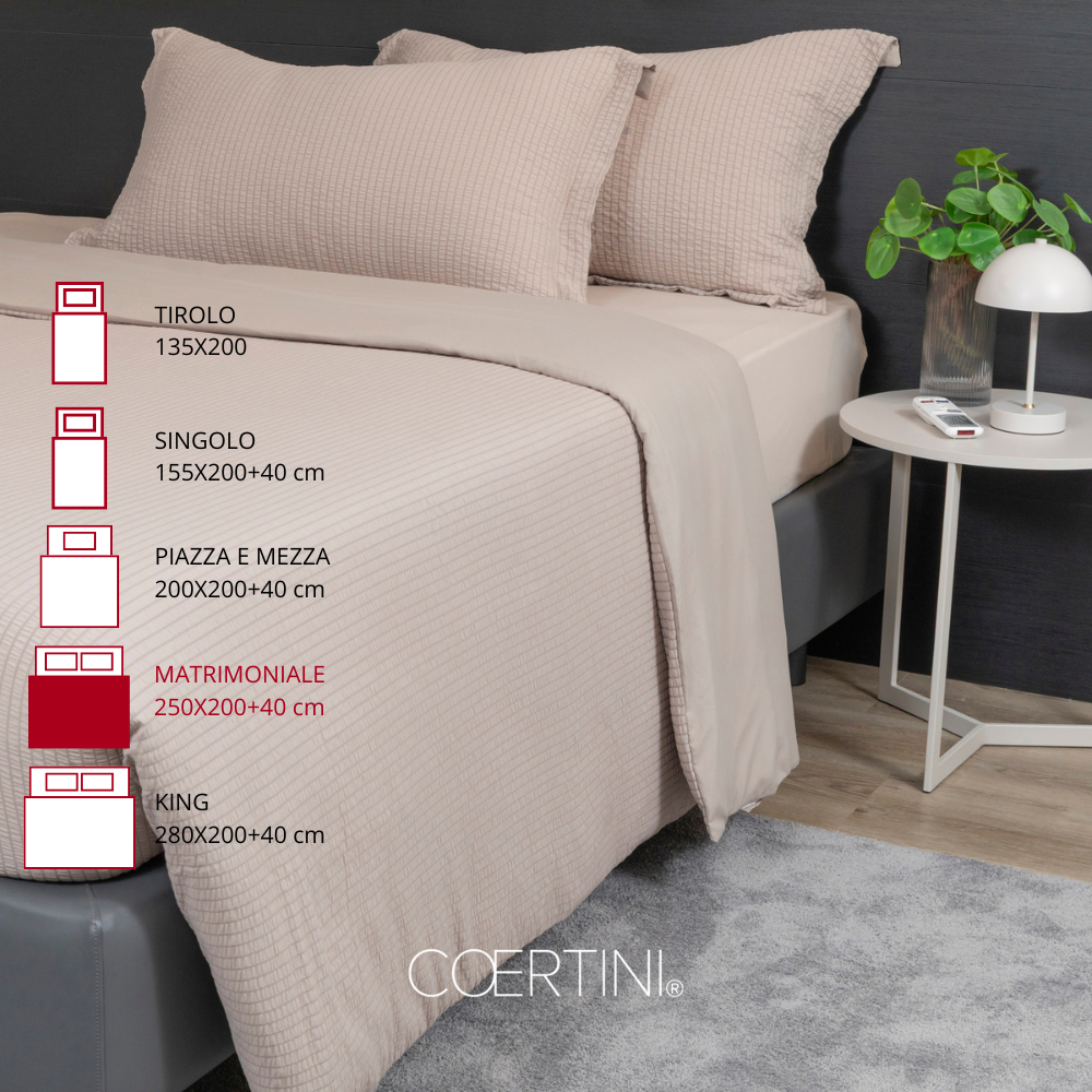 SEERSUCKER Copripiumino matrimoniale TORTORA