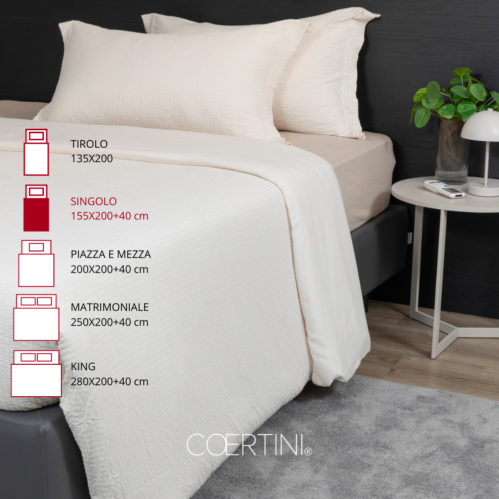 SEERSUCKER Copripiumino singolo CREMA