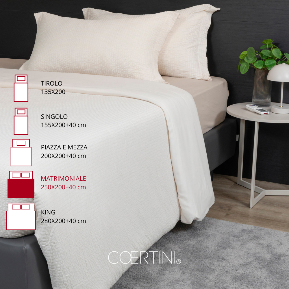 SEERSUCKER Copripiumino matrimoniale CREMA