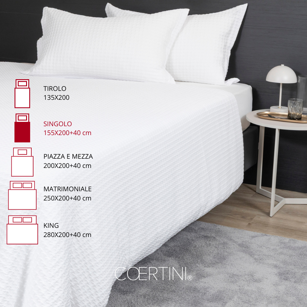 PIED DE POULE Copripiumino singolo BIANCO