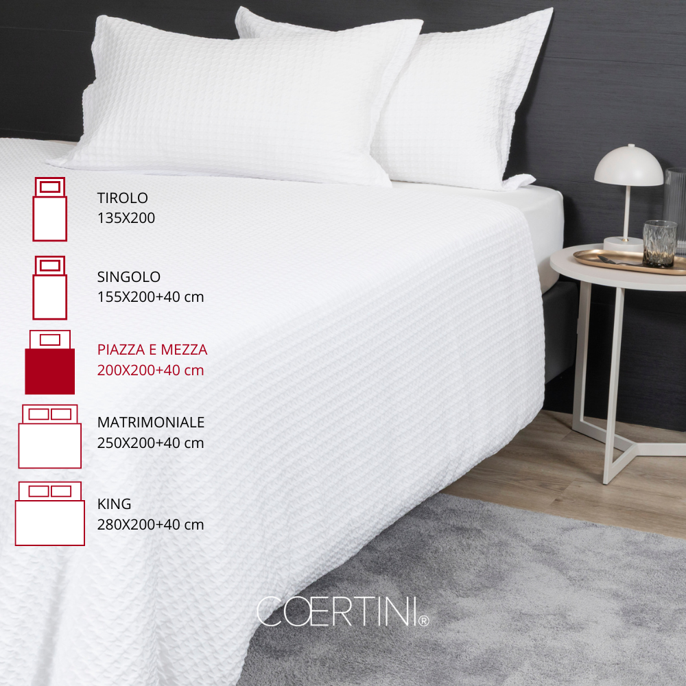 PIED DE POULE Copripiumino piazza e mezza BIANCO