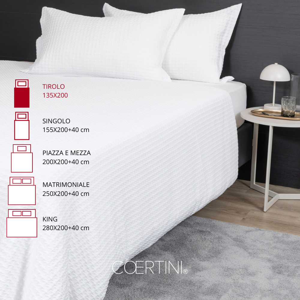 PIED DE POULE Copripiumino tirolo 135x200 BIANCO