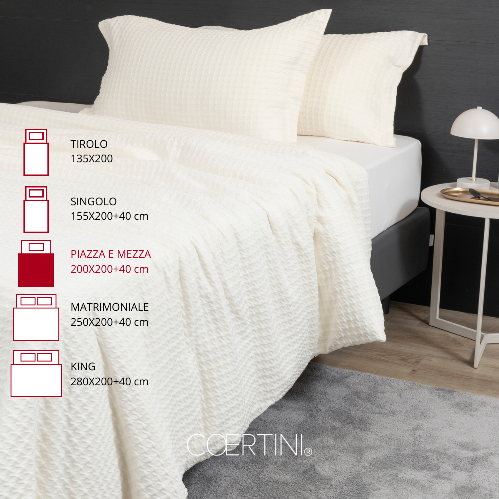 PIED DE POULE Copripiumino piazza e mezza CHAMPAGN