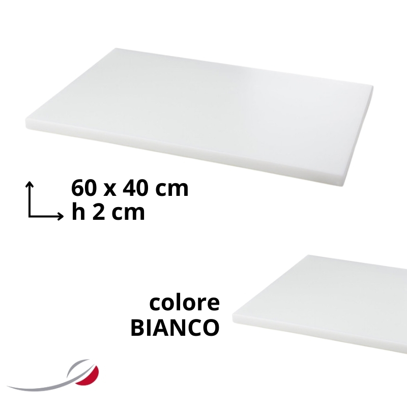 Tagliere 60x40x2cm senza canalina bianco