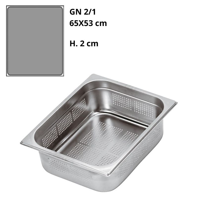 Bacinella Gn 2/1 Forata Gastronorm Inox h2cm