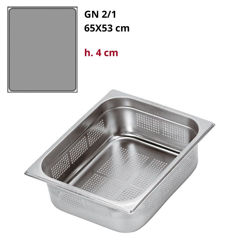 Bacinella Gn 2/1 Forata Gastronorm Inox h4cm