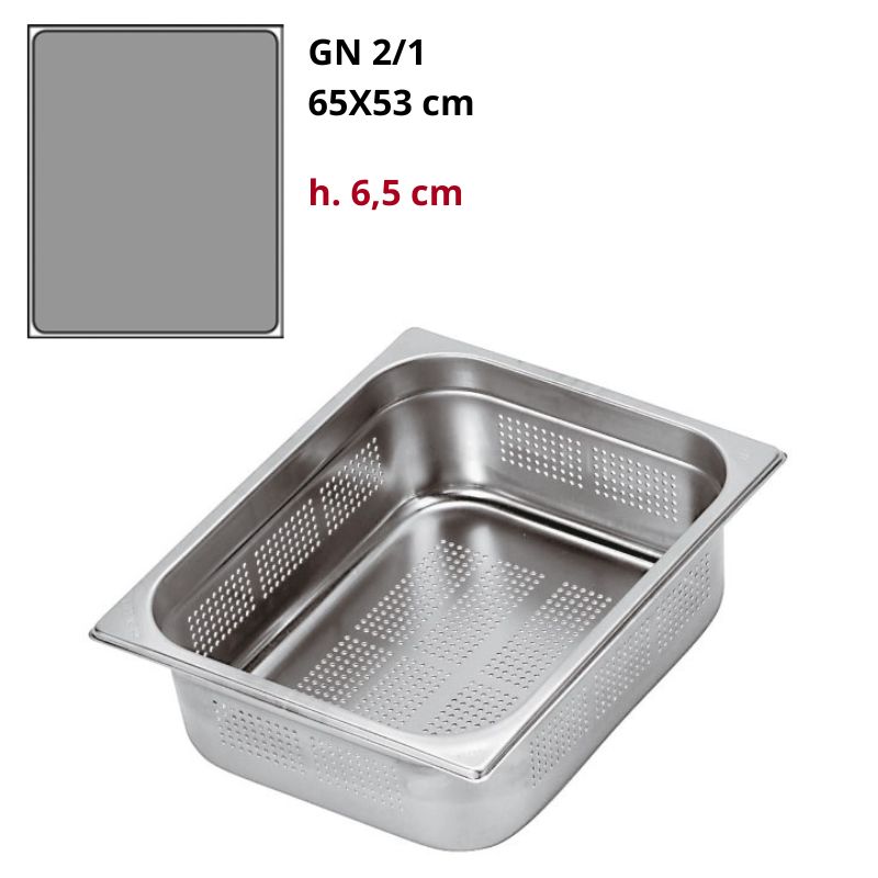 Bacinella Gn 2/1 Forata Gastronorm Inox h6,5cm