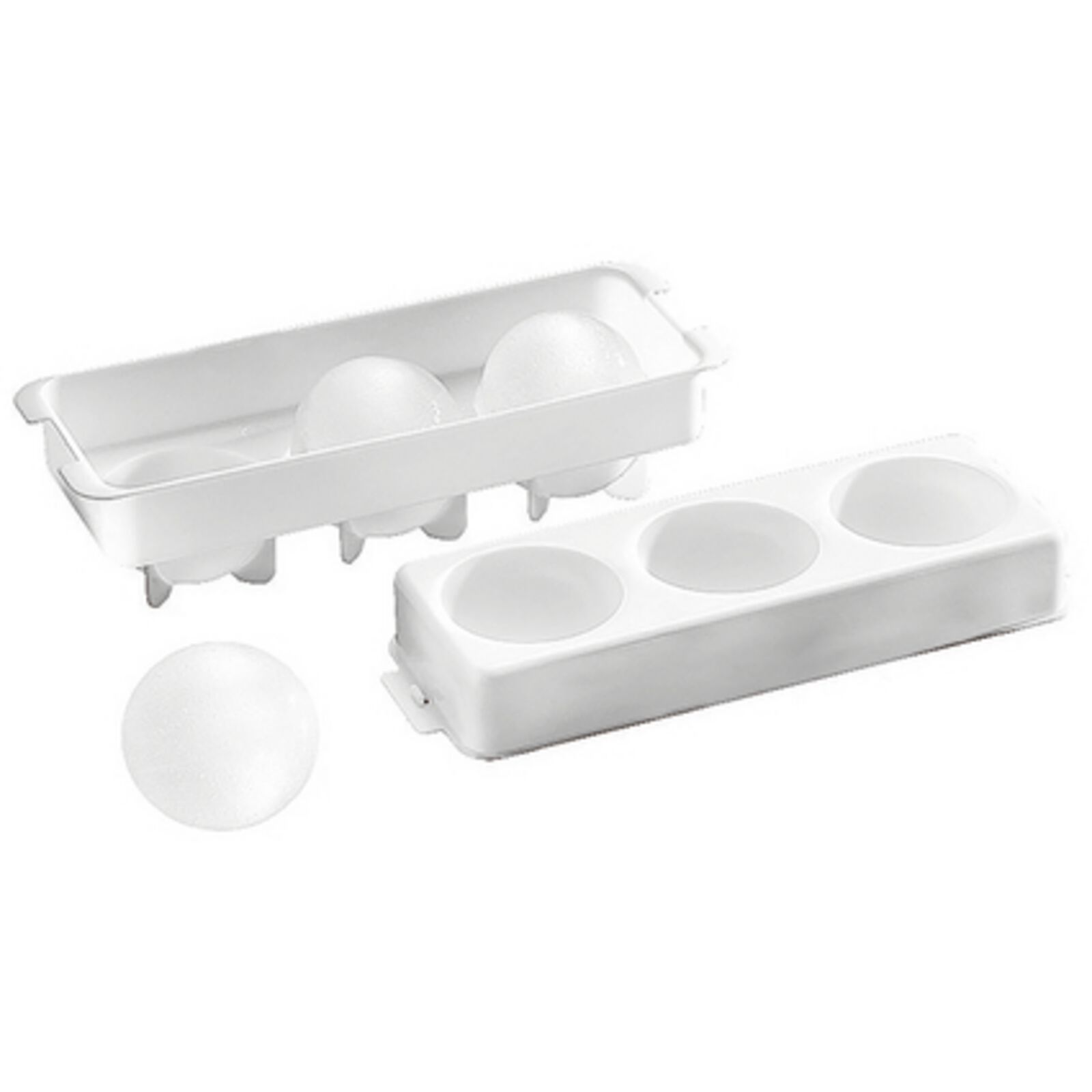 Stampo Per Ghiaccio Rotondo Con Coperchio, Contenitore E Pinze - Set 3 Vaschette Rosa, BPA Free