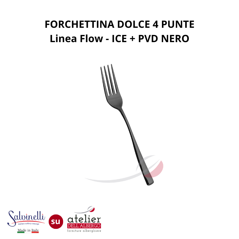 FLOW Forchettina dolce 4 punte ICE+PVD NERO