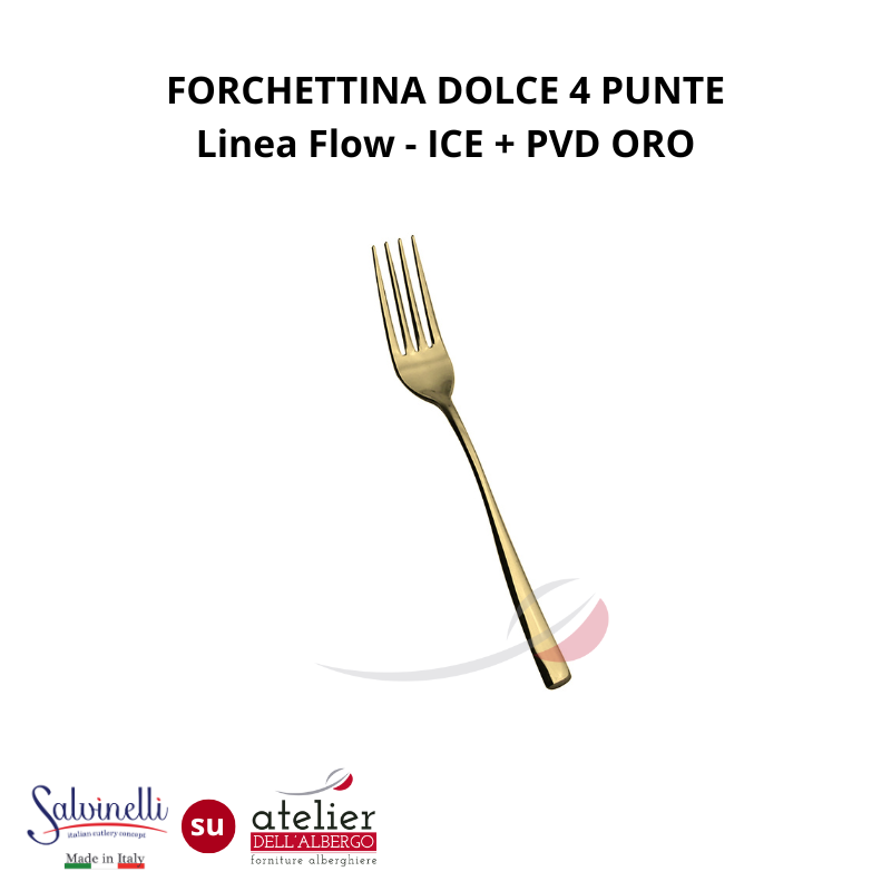 FLOW Forchettina dolce 4 punte ICE+PVD ORO