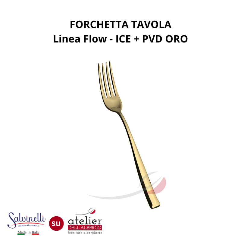 FLOW Forchetta tavola ICE+PVD ORO