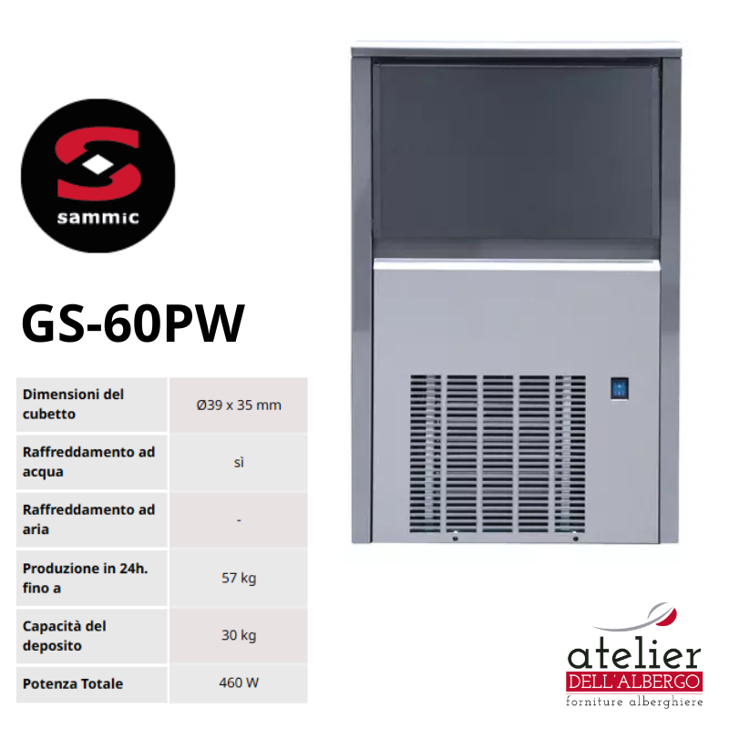 Macchina cubetti ghiaccio GS-60PW 22g 57kg Sammic