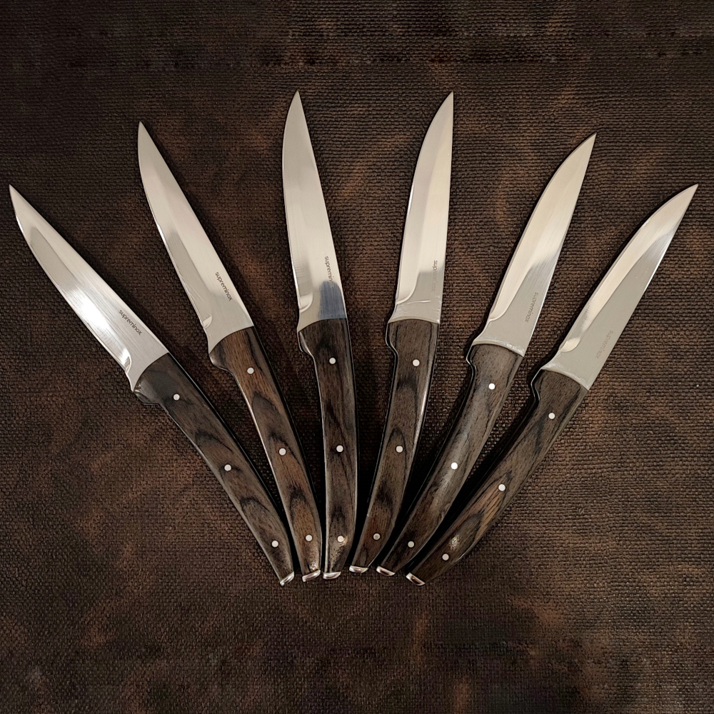 Eme Rodeo Set 6 Coltelli Da Bistecca In Acciaio Inox 18/10 - Lama Seghettata Satinata E Manico Ergonomico POM