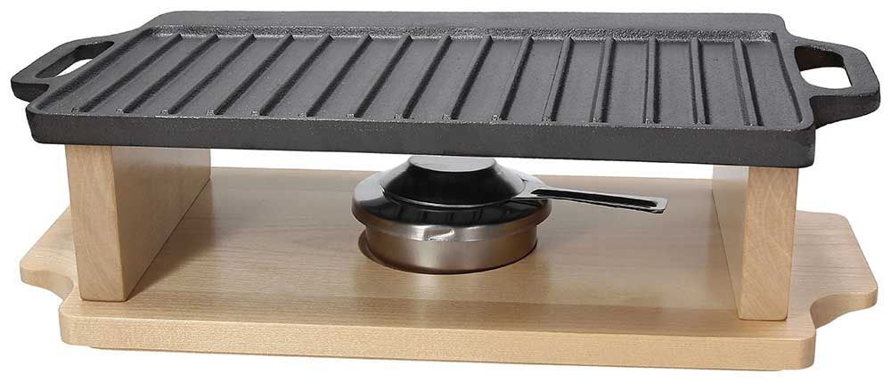 FUSION TASTE Piastra grill + base legno 33x20cm